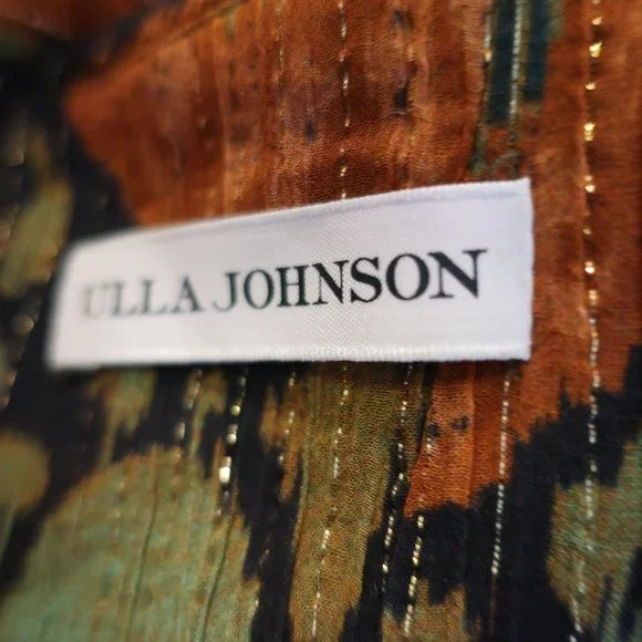 Womens Ulla Johnson Naiya Nocturne Black Green Gold Metallic Halter Dress 0 - Picture 7 of 16